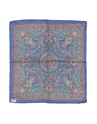 Šátek, čtvercový, modrý, barevný paisley tisk, bavlna, 50x50cm