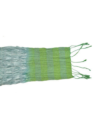 Šátek, hedvábí, barevný, lurex, žabičkování, třásně, 160*23 až 50cm