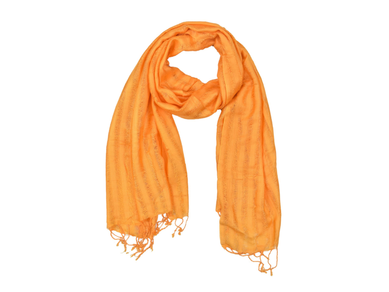 Šátek, viskóza, oranžová, třásně, 57x172cm