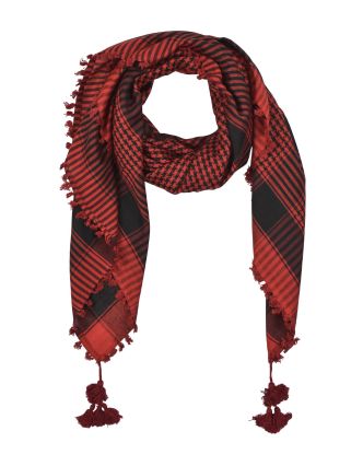 Šátek, "Palestina", viskóza, červeno-černý, třásně, cca 120*120cm