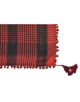 Šátek, "Palestina", viskóza, červeno-černý, třásně, cca 120*120cm