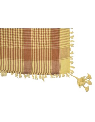 Šátek, "Palestina", viskóza, béžovo-hnědý, třásně, cca 120*120cm