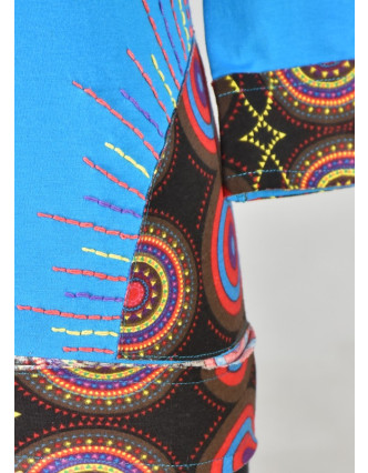 Tyrkysové tričko s tříčtvrtečním rukávem "Geometric Mandala" design