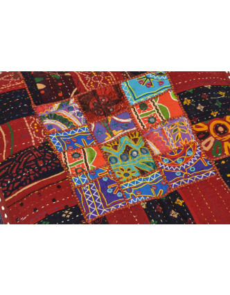 Meditační polštář, ručně vyšívaný patchwork, čtverec, 60x60x10cm