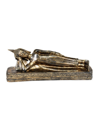 Narozeninový Buddha, úterý,  pryskyřice, zlatá patina, 50cm