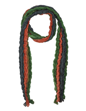 Šála, hedvábí, mačkaná úprava, vícebarevná batika, cca 50x170cm