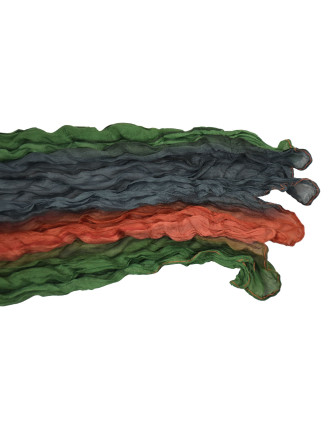 Šála, hedvábí, mačkaná úprava, vícebarevná batika, cca 50x170cm