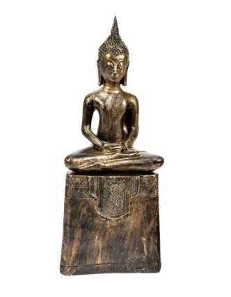 Narozeninový Buddha, čtvrtek,  pryskyřice, zlatá patina, 50cm