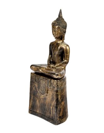Narozeninový Buddha, čtvrtek,  pryskyřice, zlatá patina, 50cm