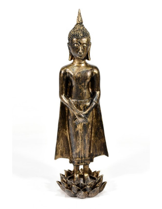 Narozeninový Buddha, neděle, pryskyřice, zlatá patina, 50cm