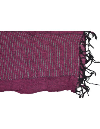 Šál, viskóza, fialovo-černý, elastické žabičkování, 166*22 až 35 cm