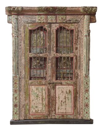 Antik dveře s rámem z Gujaratu, teakové dřevo, 165x14x220cm