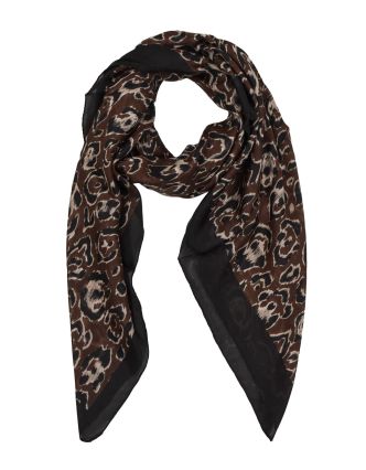 Šátek z hedvábí, čtverec, černo-hnědý, potisk leopardích skvrn 100x100cm
