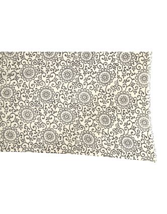 Šátek z viskózy, černo-bílý, potisk mandal, 77x184 cm