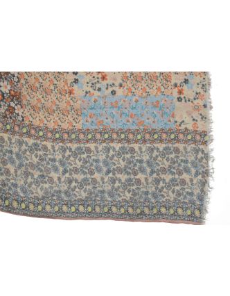 Šátek z bavlny, barevný, potisk drobných květin 107x176cm