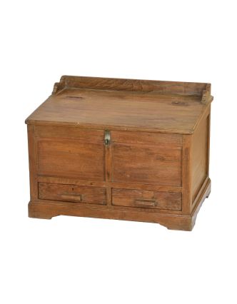 Starý kupecký stolek z teakového dřeva, 67x45x48cm