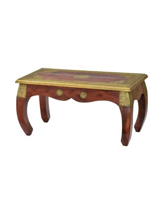 Opiový stolek z palisandrového dřeva zdobený kováním, 80x40x42cm