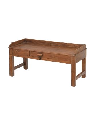Starý kupecký stolek z teakového dřeva, 90x38x42cm