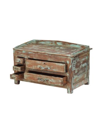 Starý kupecký stolek z teakového dřeva, 70x39x44cm