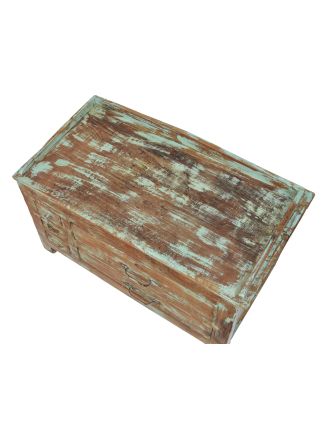 Starý kupecký stolek z teakového dřeva, 70x39x44cm