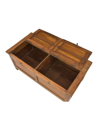 Starý kupecký stolek z teakového dřeva, 91x45x39cm