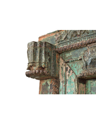 Antik dveře s rámem z Gujaratu, teakové dřevo, 148x30x213cm