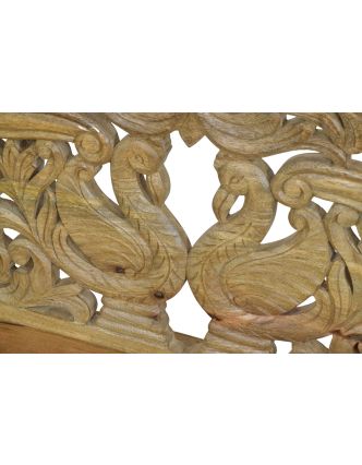 Lavička z mangového dřeva, ručně vyřezávaná, přírodní úprava, 148x65x95cm
