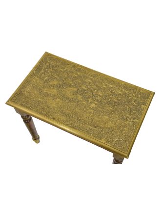 Stolička z palisandrového dřeva s mosazným kováním, 60x30x50cm