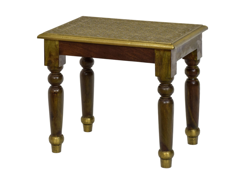 Stolička z palisandrového dřeva s mosazným kováním, 45x32x40cm