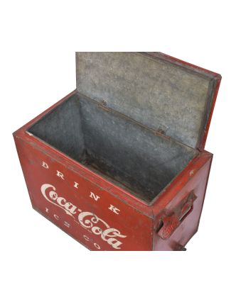 Plechová chladnička, antik, "Coca Cola", 44x24x34cm