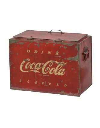 Plechová chladnička, "Coca Cola", 44x24x34cm, antik