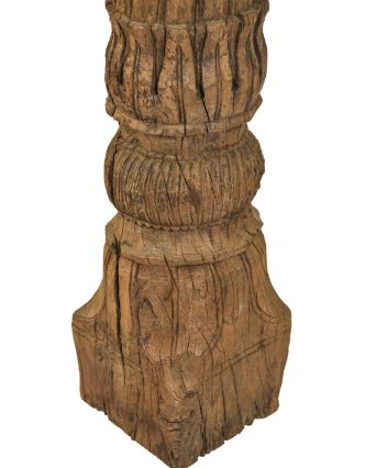 Starý, ručně vyřezávaný sloup z teakového dřeva, 25x25x154cm