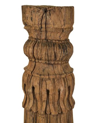 Starý, ručně vyřezávaný sloup z teakového dřeva, 25x25x157cm