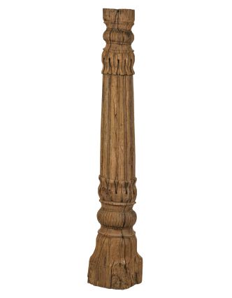 Starý, ručně vyřezávaný sloup z teakového dřeva, 25x25x157cm