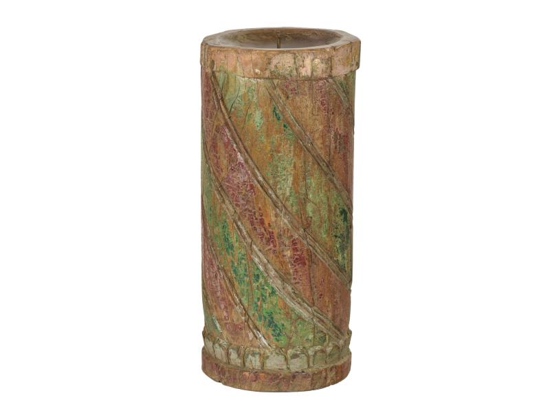 Dřevěný svícen ze starého teakového sloupu, 17x17x39cm
