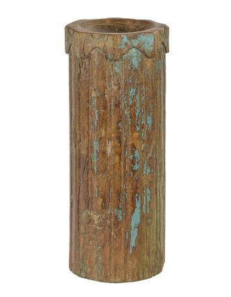 Dřevěný svícen ze starého teakového sloupu, 19x19x48cm