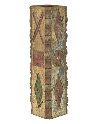 Dřevěný svícen ze starého teakového sloupu, 17x17x69cm
