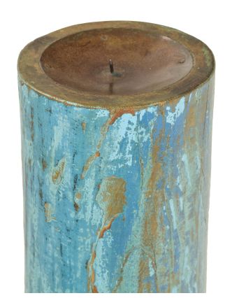 Dřevěný svícen ze starého teakového sloupu, 16x16x44cm