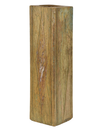 Dřevěný svícen ze starého teakového sloupu, 19x19x69cm