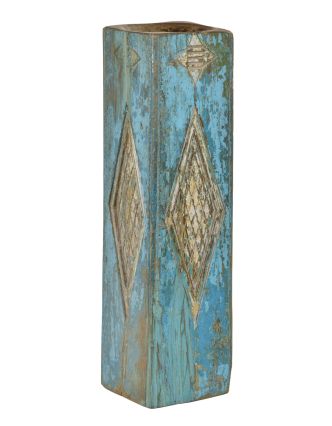 Dřevěný svícen ze starého teakového sloupu, 17x17x63cm