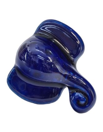 Malovaná porcelánová úchytka na šuplík, sloní hlava, tmavě modrá, 5x5,5 cm
