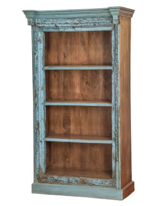 Knihovna z teakového dřeva, staré řezby, 100x50x180cm
