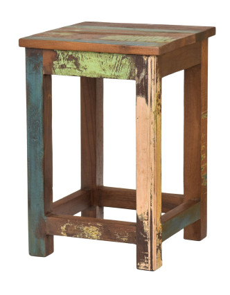 Stolička v "Goa" stylu, starý teak, 30x30x45cm