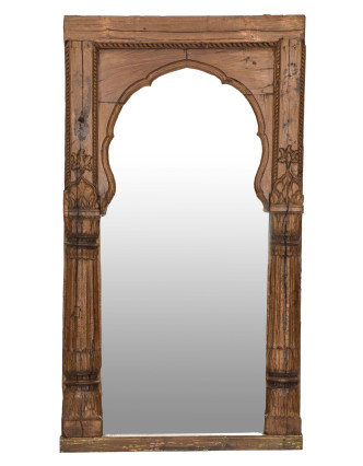 Zrcadlo v rámu ze starého portálu, antik, teak, 104x9x205cm