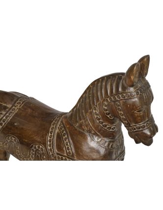 Houpací kůň, ručně vyřezávaný, antik, mangové dřevo, 104x30x78cm