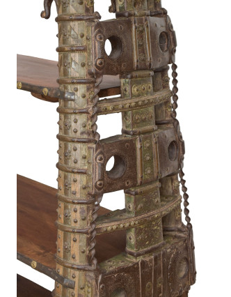 Teakový regál vyrobený ze starého povozu, 118x52x228cm