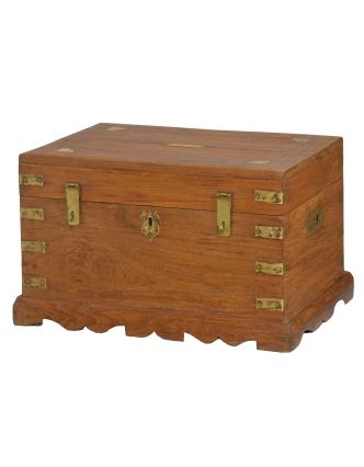 Stará dřevěná truhla z teakového dřeva, 50x34x32cm
