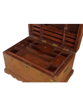 Stará dřevěná truhlička z teakového dřeva, 50x34x32cm
