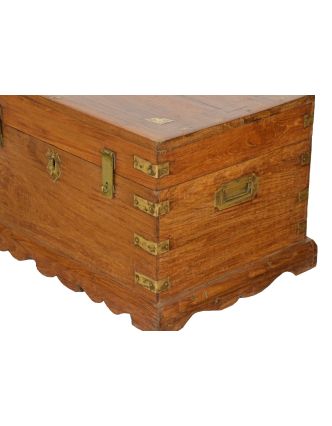 Stará dřevěná truhlička z teakového dřeva, 50x34x32cm