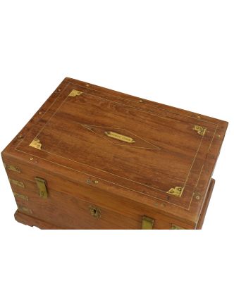 Stará dřevěná truhla z teakového dřeva, 50x34x32cm